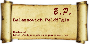 Balassovich Pelágia névjegykártya